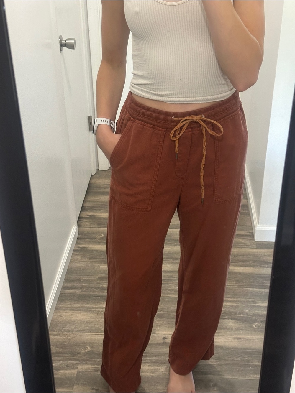 GAP Women's Rust Wide-Leg Drawstring Pants